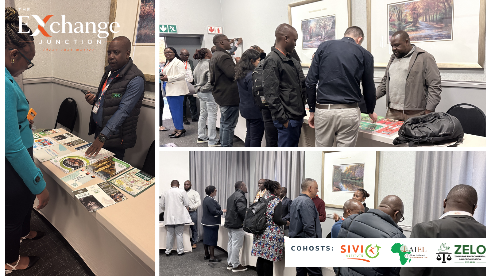 Delegates browsing publications at the knowledge exhibition